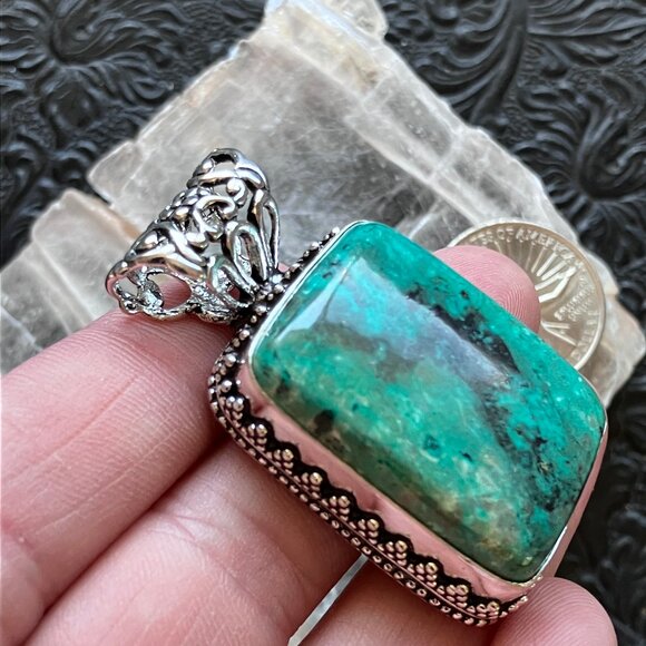 Chrysocolla Stone Crystal Jewelry Pendant - Picture 3 of 7